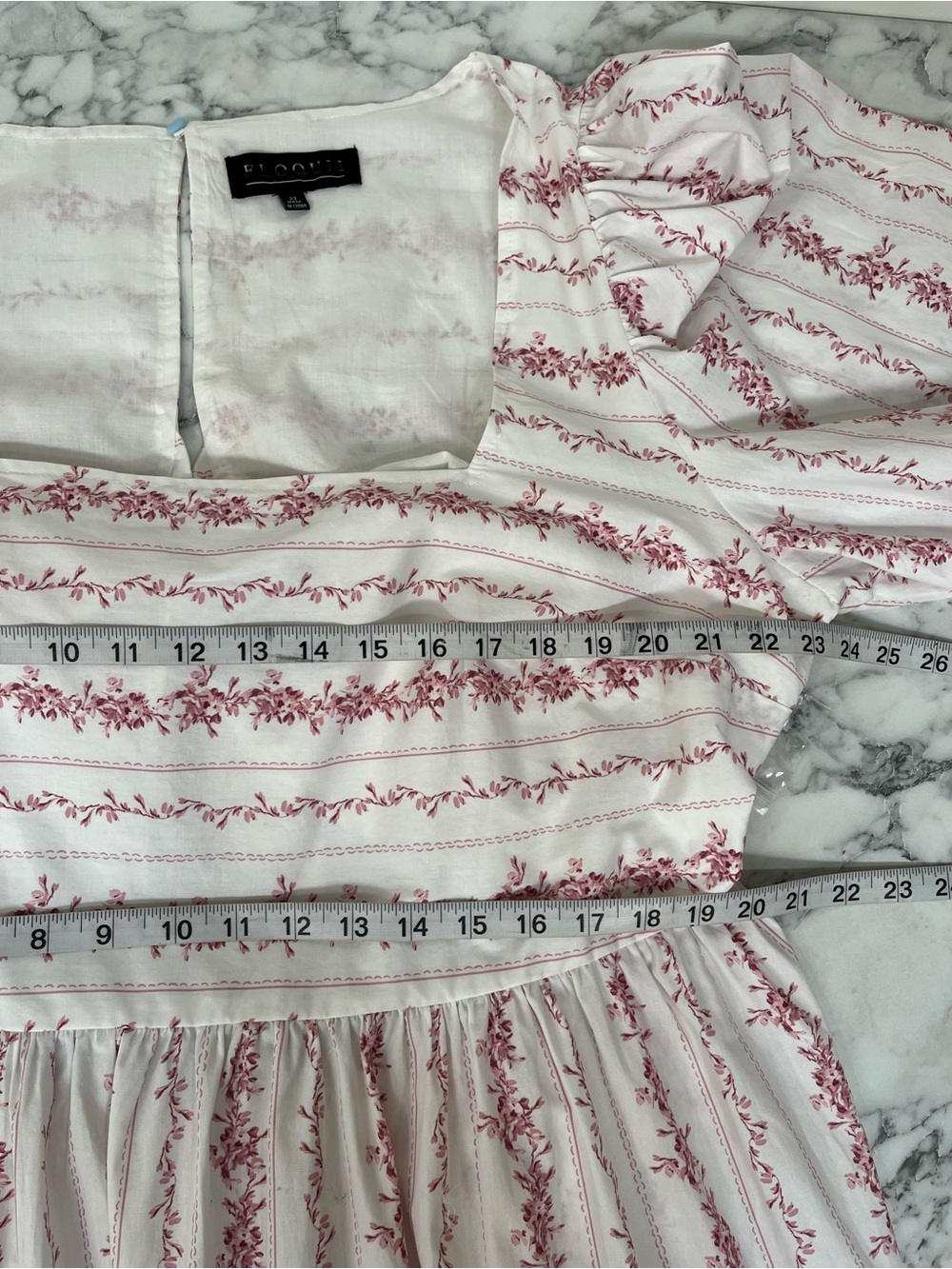 ELOQUII Tie Back Floral Mini Dress white pink girly feminine floral print 22 - Picture 9 of 15